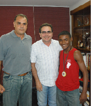 Professor paulista Márcio Barbosa, Prefeito Leônidas Cristino e Thiago França no Gabinete do Prefeito